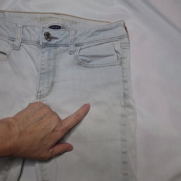AMERICAN EAGLE womens JEANS light blue SUPER STRETCH X jegging DISTRESSED SIZE 6 - Picture 6 of 15